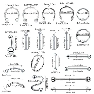 Aço cirúrgico Ferradura Anel de nariz falso Hoop Nostril Piercing Set Anel do Septo Jóias do corpo, 100pcs por lote 8 principais vendas aneis aço cirurgico - №3