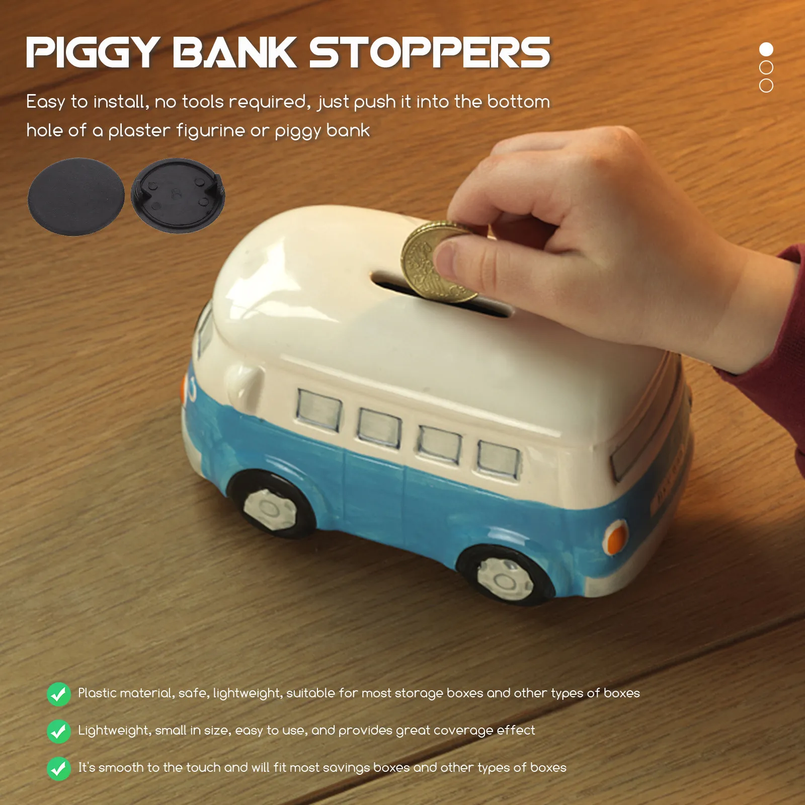 20Pcs Plastic Piggy Bank Stoppers Round Bottom Covers Reusable Lightweight Hole Plugs for Saving Boxes Money Pots Storage
