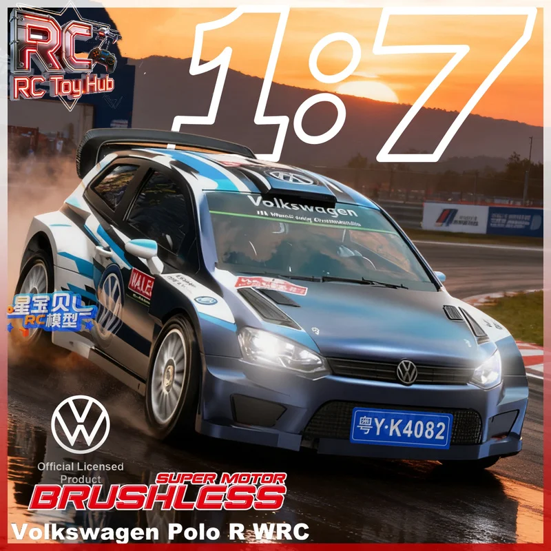 MJX 7304 1:7 Polo R WRC Licensed RC Rally Car 4S Brushless 4WD High Speed Drift Racing Vehicle 2.4G Radio Control Hobby RC Model