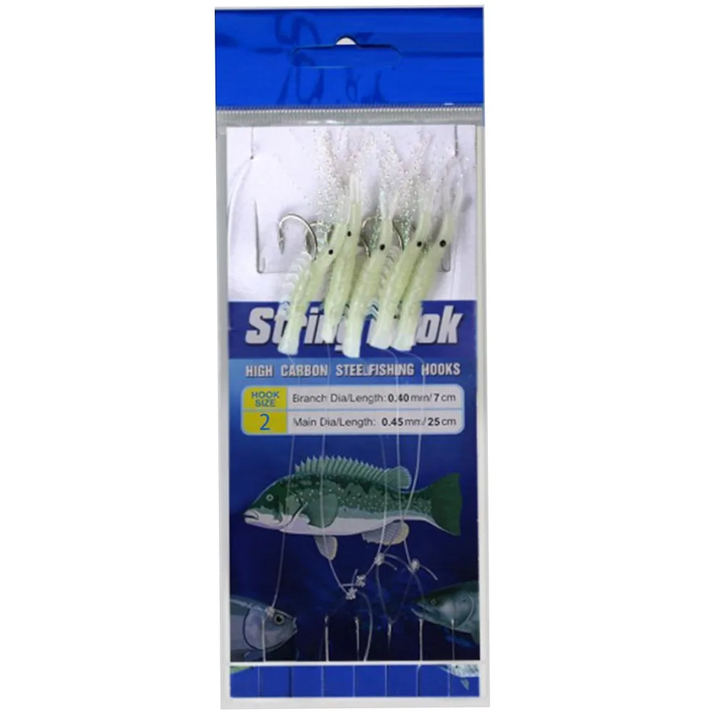 5 In 1 String Hook Sets Soft Fishing Lure Bait Rigs Shrimp Fish Head String Hook Sets Optional Size Width:11mm Big Lure