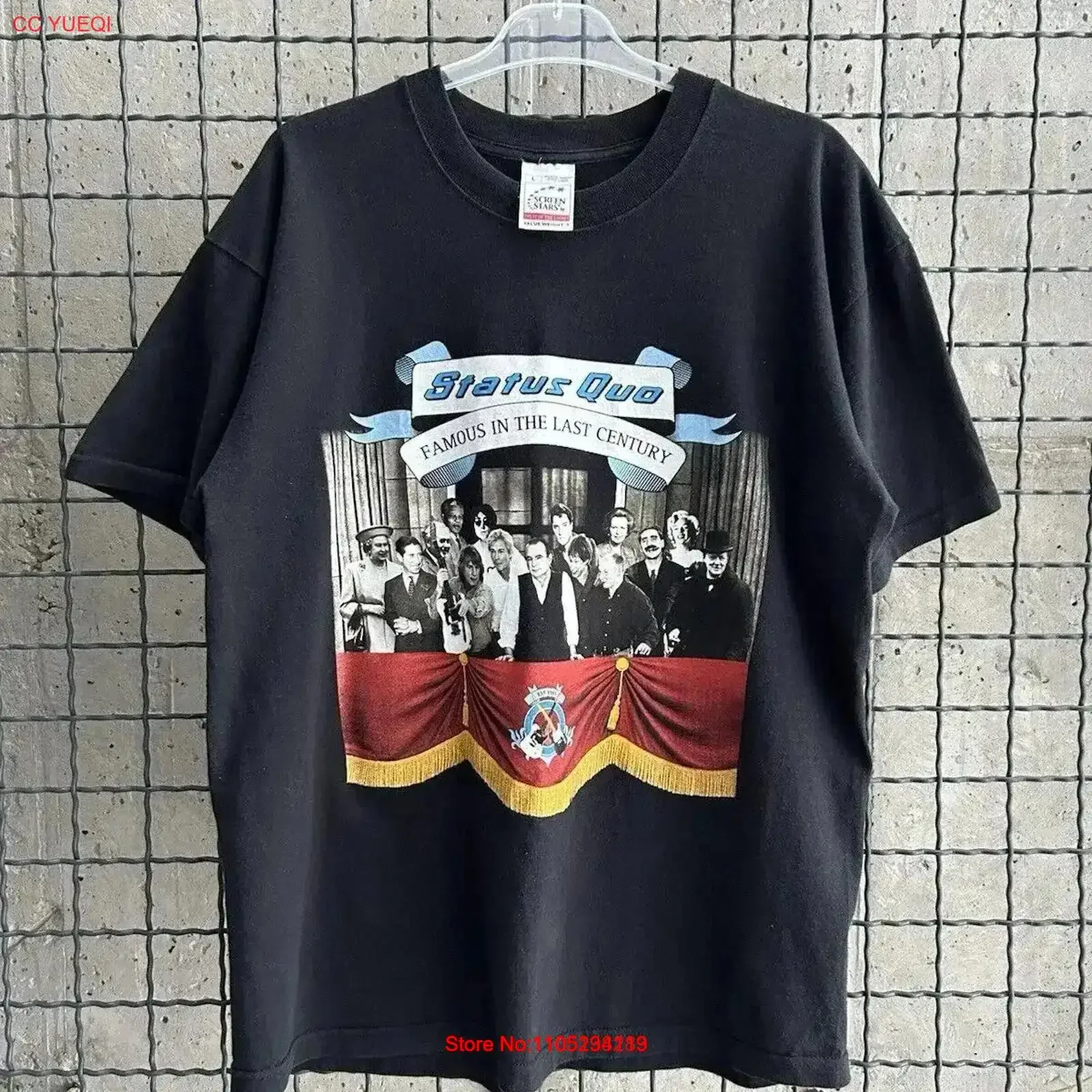 تي شيرت Status Quo Vintage 2001 الشهير في جولة القرن مقاس L مغسول ناعم مريح جرافيك عتيق قابل للتنفس مغسول #1