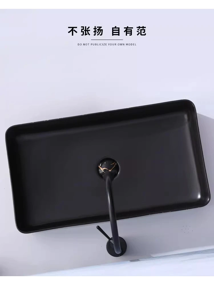 

Керамическая раковина в скандинавском стиле, квадратная, матовая черная, простая, в европейском стиле.