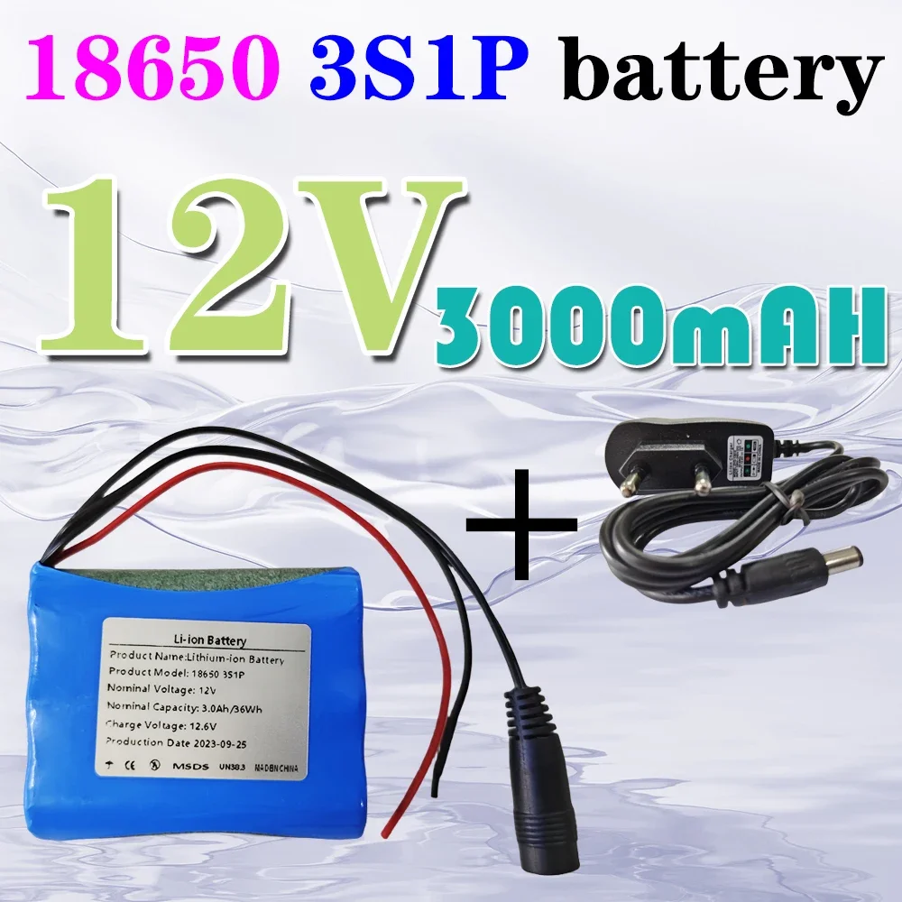 

12V 3S1P Battery 12.6V 3500mAh 18650 Lithium-ion Battery Pack W/ BMS for Backup Power Ups CCTV Camerar Speaker Bluetooth