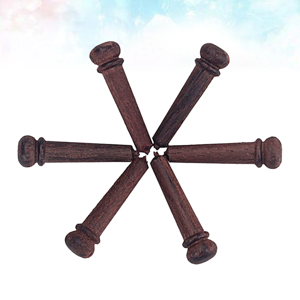 

6Pcs Rosewood Guitar Bridge Pin Premium Natural Replacement for Folk Guitar Better Sound Quality Pressure String Nail