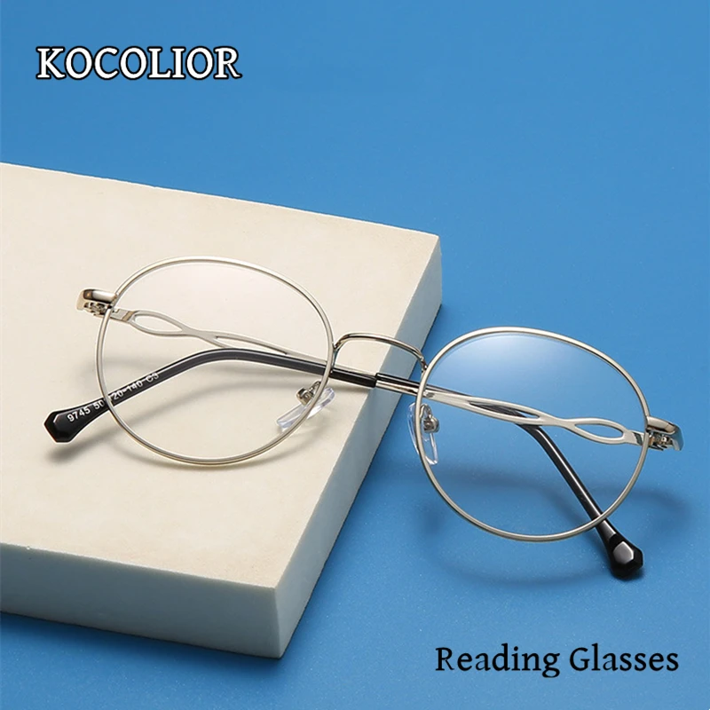 KOCOLIOR 2024 Retro Round Reading Glasses Anti Blue Light Blocking Fashion Lightweight Eyeglasses Women and Men Diopter 0 to 6.0
