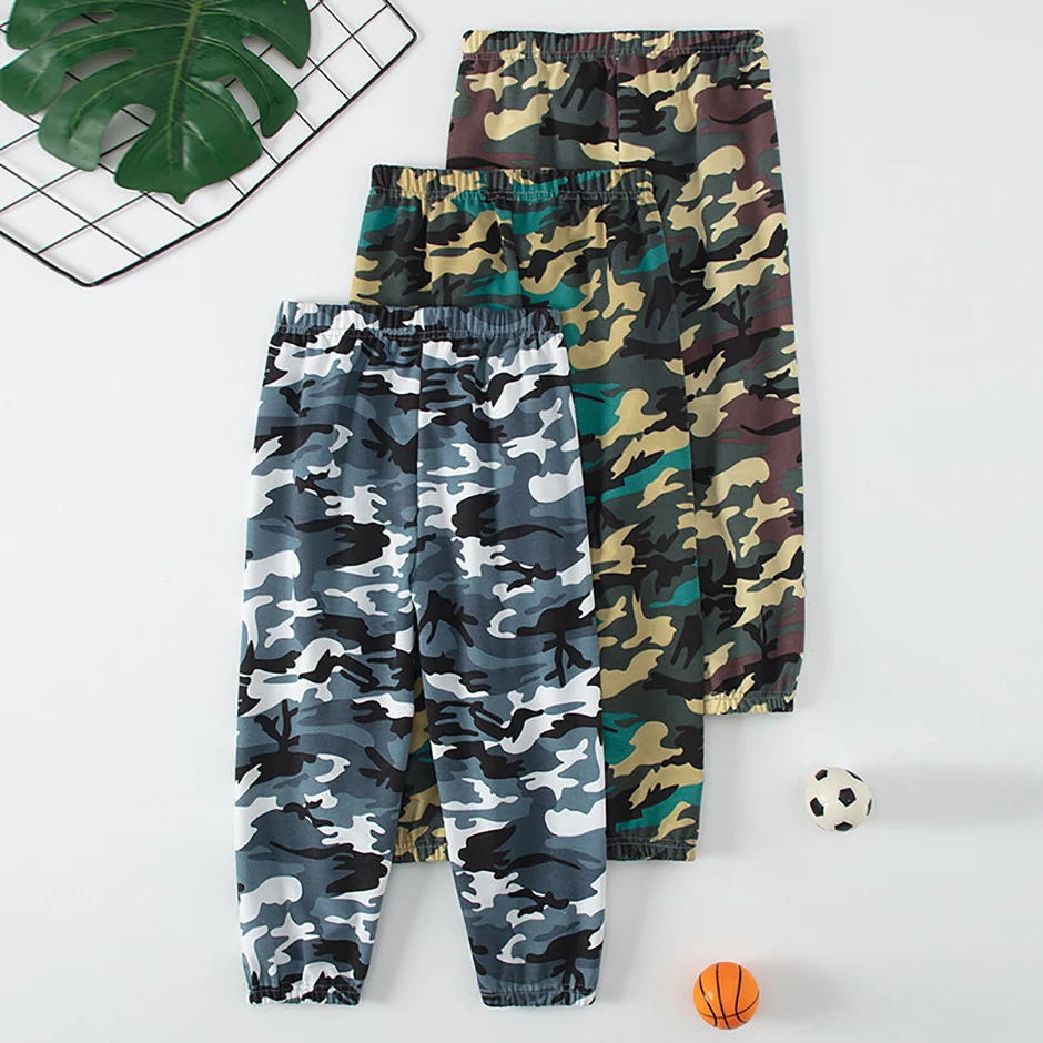 Kinder Multi-color Camouflage Coole Hübsche Sport Hosen Jungen Freizeit Training Harun Hosen Mädchen Joker Elastische Taille Hosen – Detail 5