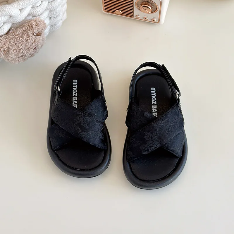 2025 Summer New Children Sandals for Girls Fashion Korean Style Soft Bottom Anti-slippery Versatile Chic  Open-toe Beach Shoes