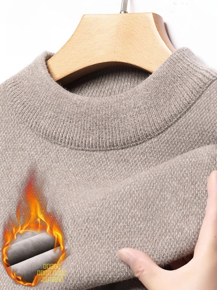 

Ln мужской вязаный свитер на подкладке Fce Thiened f с высоким воротником, зимняя теплая внутренняя одежда, повседневная одежда из смеси полиэстера и нейлона