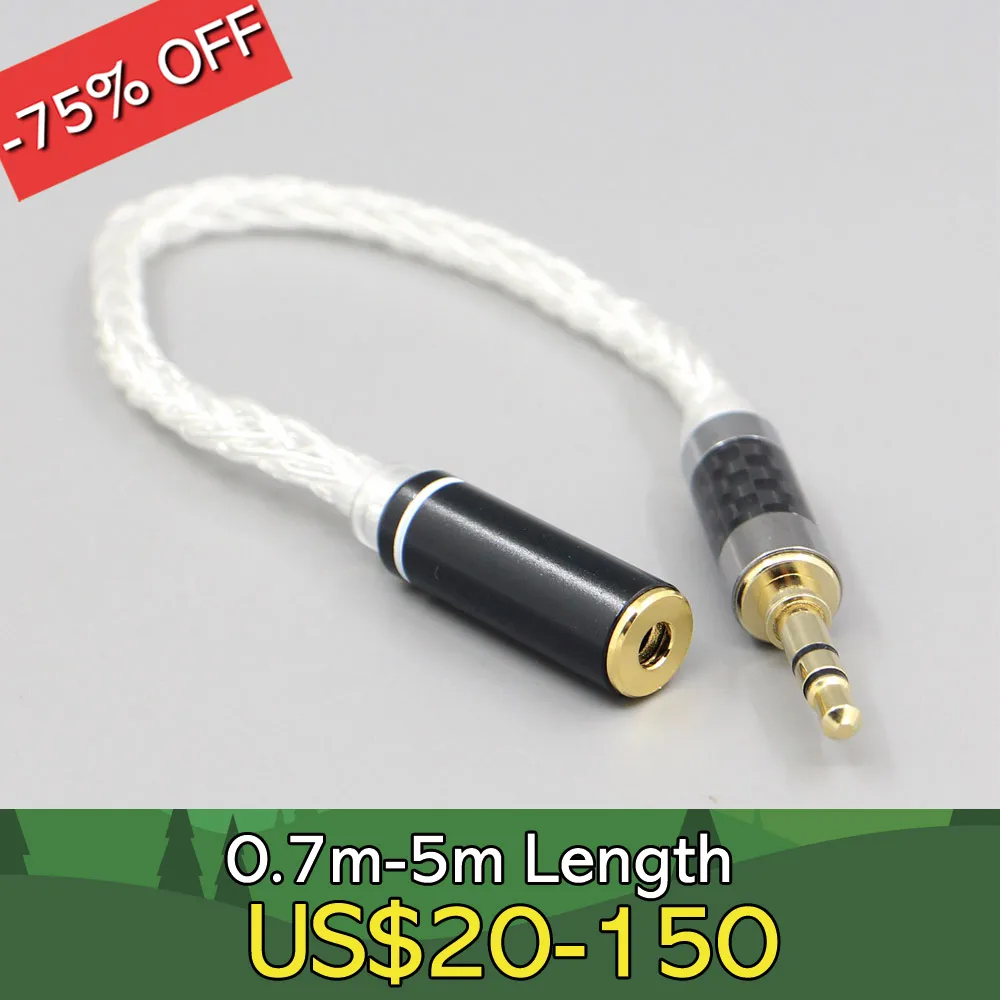 

Various length plugs 8 Cores Pure 99% Silver Headphone Earphone Cable For 4.4mm xlr 6.5 2.5mm male to 3.5mm female LN007466