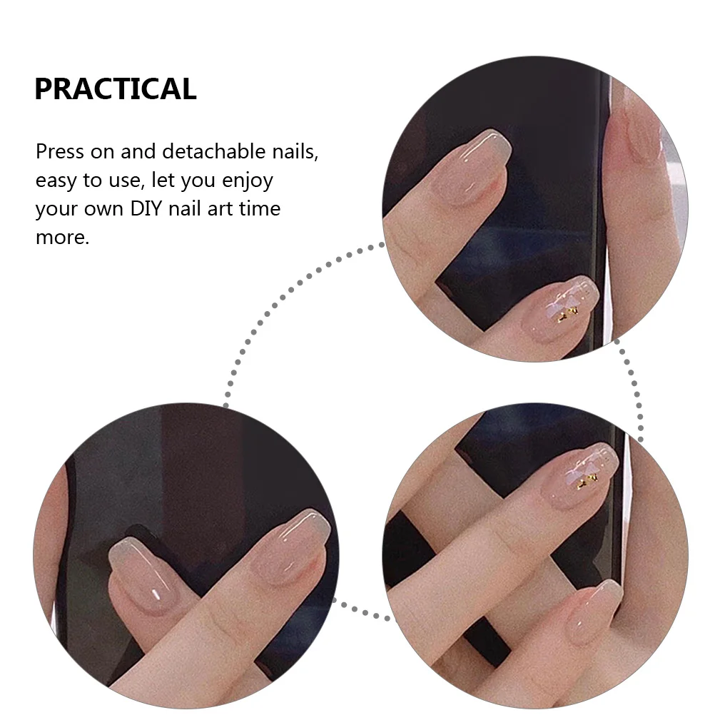 

1 set Short Fake Nails Press On Detachable Diy False Nail Tips Women Manicure Decorative Kit Abs Lightweight Wedding Prom