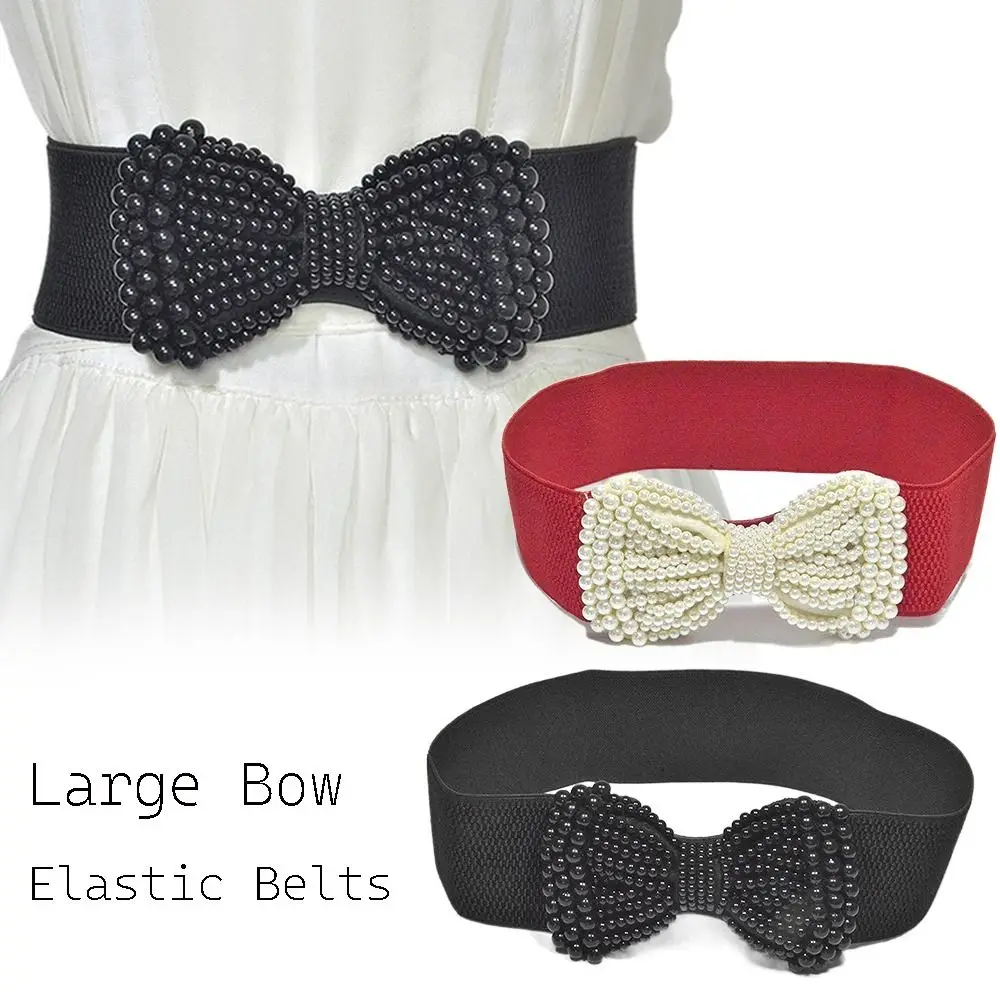 Elastic Elastic Belts Wide Side Waistband Exquisite Decoration Belt Large Bow Decoration Large Bow Belt