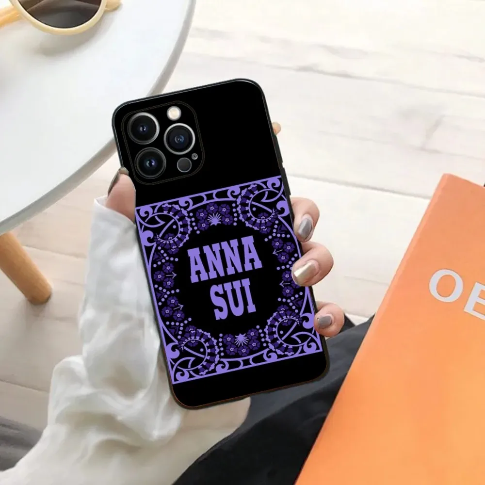 Marca A-ANNA S-SUI caso de telefone para iphone 15,14,13,12,11,plus,pro max,xs,x,xr,se,mini,8,7 silicone macio capa preta
