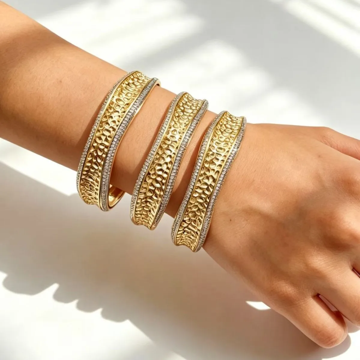 European and American Retro Niche Luxury High-end Textured Open Bangles Ring Fashion Jewelry