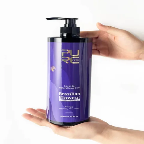 PURC 곱슬 머리 스트레이트 닝 스무딩 크림 브라질 케라틴 스트레이트 닝 트리트먼트 라벤더 12% 전문 살롱 제품