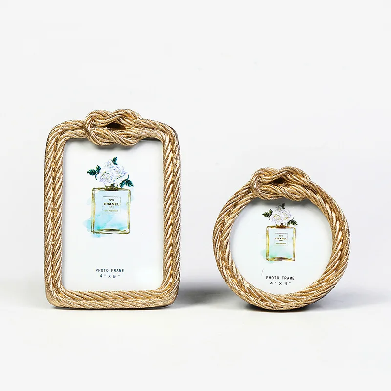 

Mutihome European Photo Frame Modern Minimalist Resin Hemp Rope Photo Frame Nordic Studio Children's Circular Photo Frames
