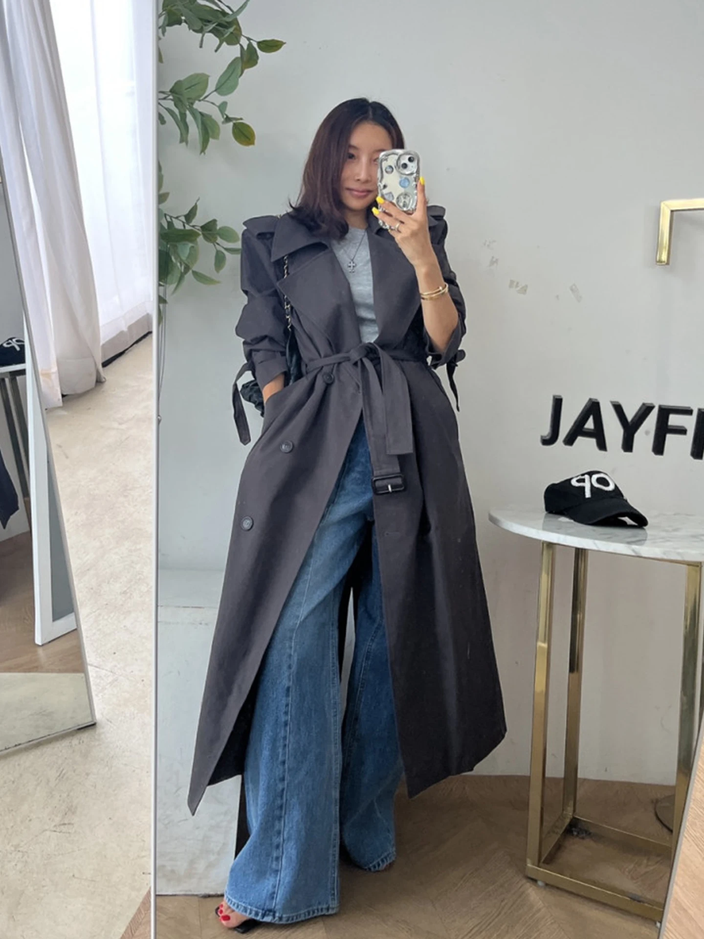 Elegant British Style Women's Long Coat Jacket Windbreaker Suit Collar Mid-Length Fashion Outerwear Autumn Season High-End Feel