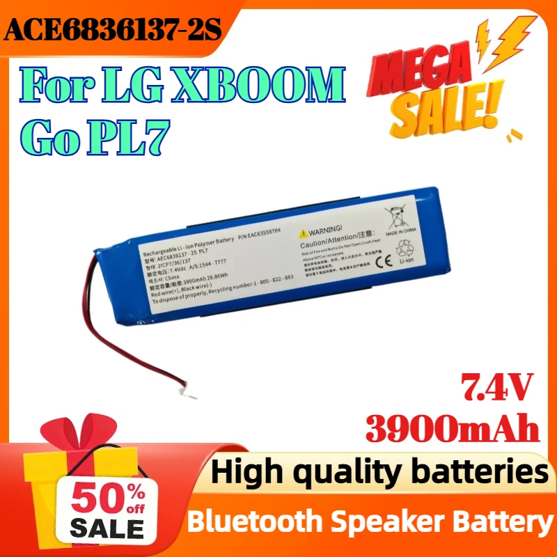 

ACE6836137-2S 7.4V 3900mAh Rechargeable Battery for LG XBOOM Go PL7 Bluetooth Speaker Battery