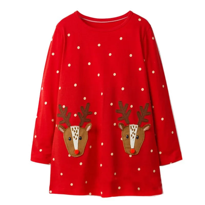 

Jumping Meters Hot Long Sleeve Christmas Girls Dresses Deers New Years Party Kids Girls Costume Autumn Winter Frocks Clothing