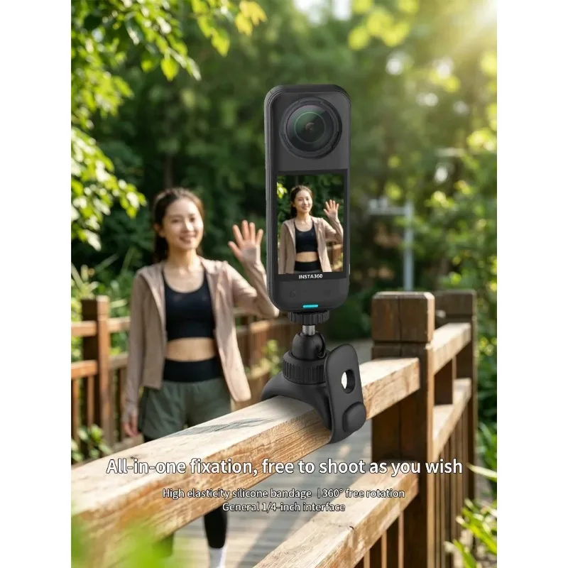 Elastic Strap Camera Mount 360° Swivel Gimbal Bracket 1/4 Inch Thread Flexible Holder for Action Camera