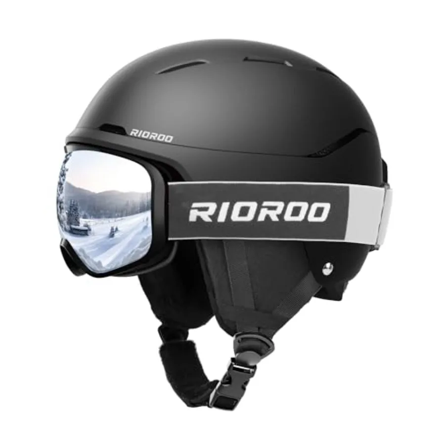 

Ski Helmet and Goggles Set, Snowboard Helmet, Shockproof Snow Helmet Anti Fog for Skiing Snowboarding, M 21.5-23 in