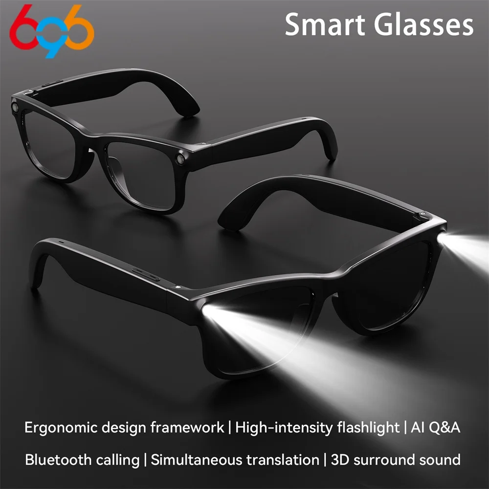 

HD Camera Smart Glasses For Women Men Simultaneous Translation Eyewear Flashlight Audio And Video Recording Eyeglasses Music