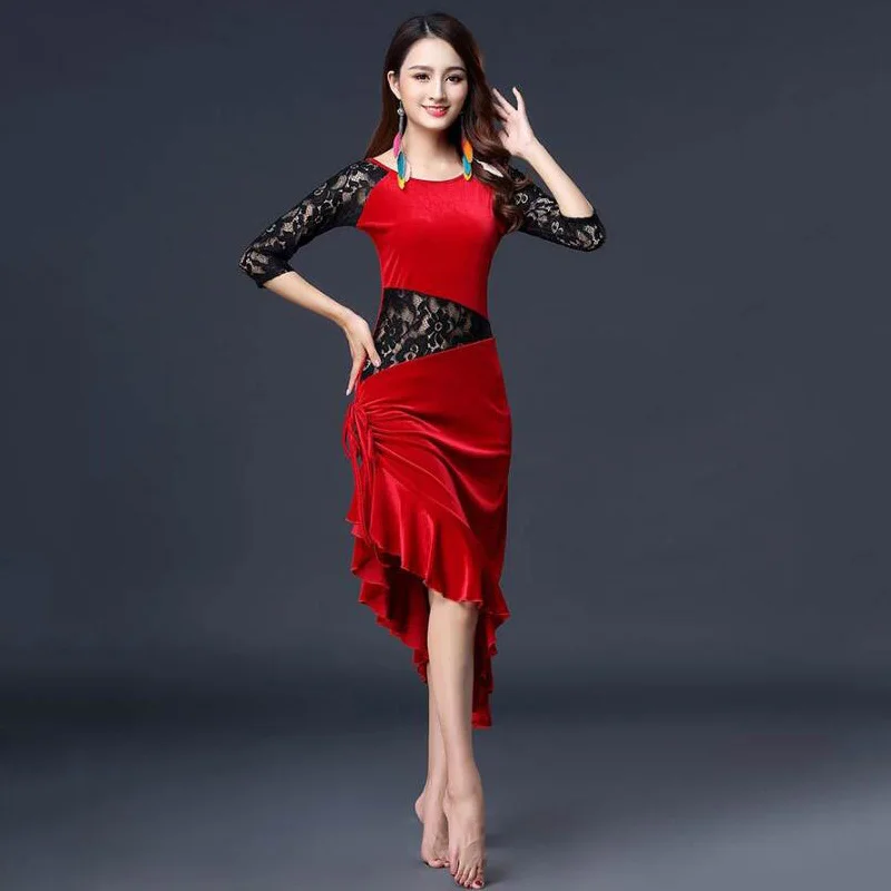 Adult Latin dance dress skirt fringed dress nightclub stage costume Chacha rumba Tango Belly Dance Costume