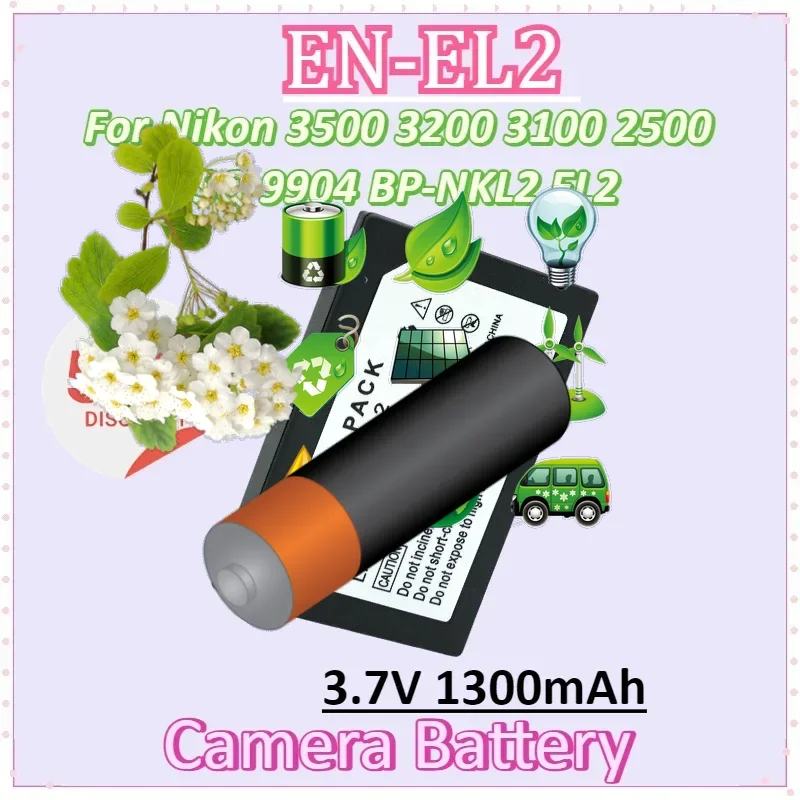 

EN-EL2 Capacity 3.7V 1300mAh Camera Battery for Nikon 3500 3200 3100 2500 SQ 9904 BP-NKL2 EL2 Batteries