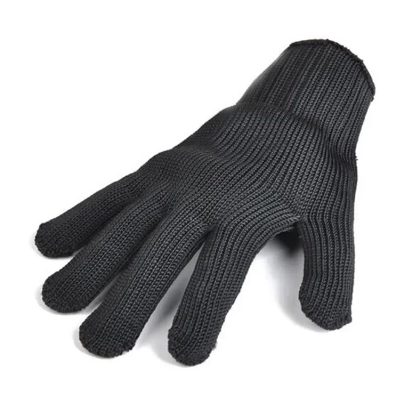 Schwarze Anti-Schnitt-Handschuhe der Stufe 5, Stahldraht, Metallgeflecht, Sicherheitsschutzhandschuhe, Küche, Metzger, Arbeitshandschuhe, zum Schneiden von Fisch, Fleisch, Garten