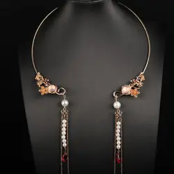Vintage Chinese Ming Dynasty Hanfu Pendant Torque Necklace for Women