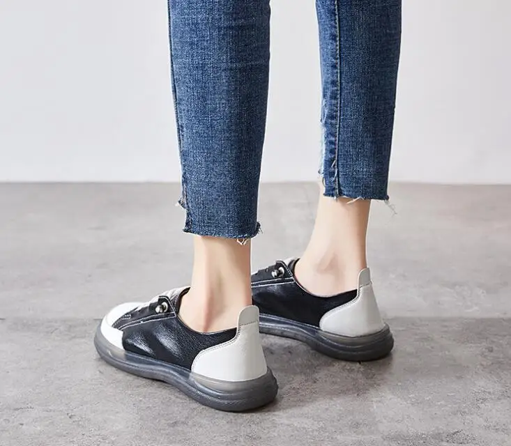 Women Sneakers Shoes Summer Breathable Casual Shoes Ladies Soft Bottom Genuine Leather Flats Sport Shoes