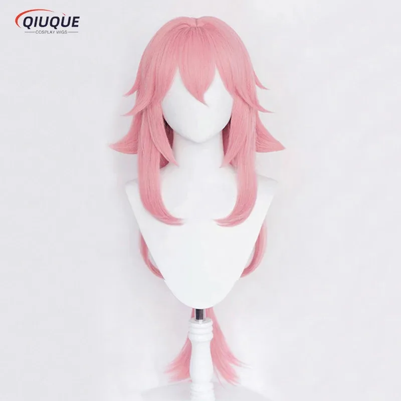 

Nene 2025 High Quality Impact Yae Miko Cosplay 85cm Long Straight Pink Heat Resistant Synthetic Hair Wigs + Wig Cap