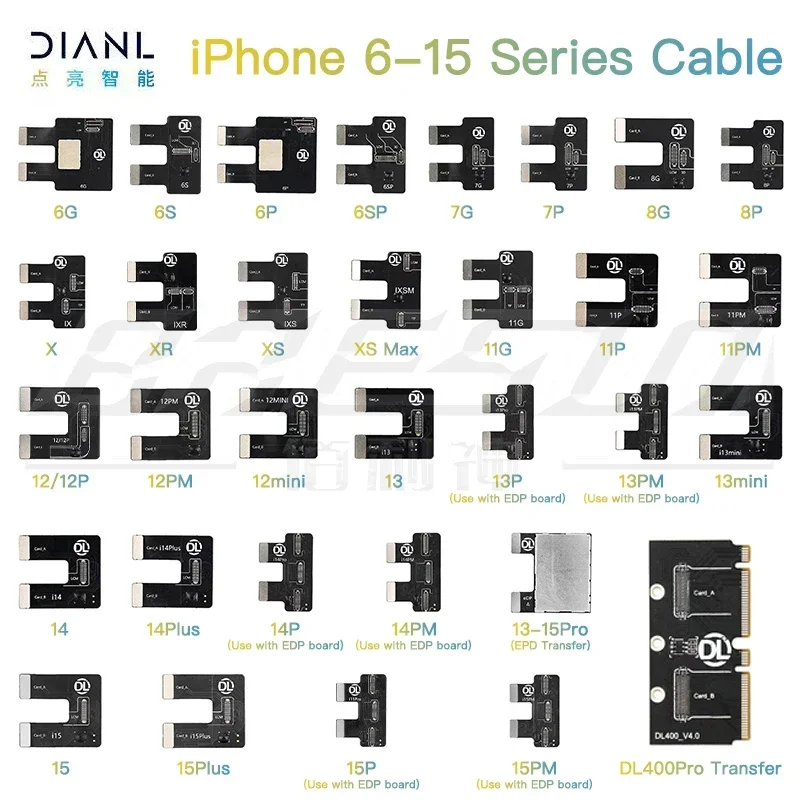 DL400 Pro LCD Screen cable for iPhone 15 14 13 12 11 Pro Max Plus Screen Test X XS 8 7 6S 6G Plus MAX Display 3D Test Cable