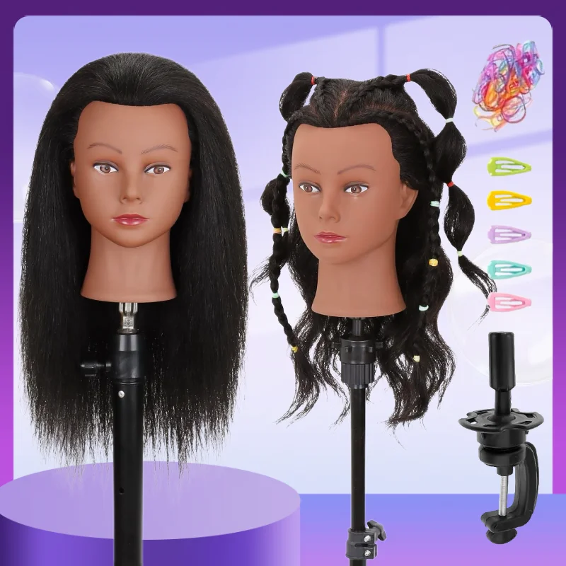 Mannequin Head 100% ผมมนุษย์จริง 16 "Mannequin Head Human Hair Cosmetology ตุ๊กตาสําหรับผมจัดแต่งทรงผม Manikin Head สําหรับ Braid