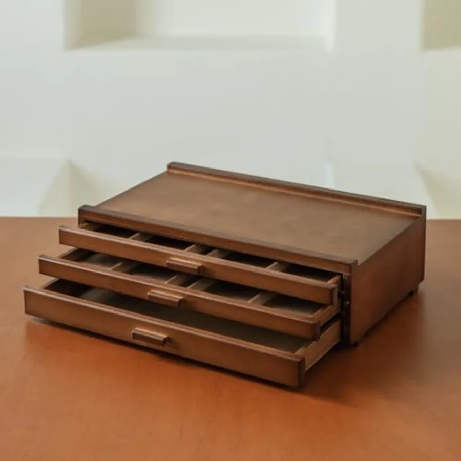 

PRO Wood Artist Supply Storage Box - 3 Drawers Art Supply Storage Box - Solid Beech Wood Art Organizer Box - Portable Storage B