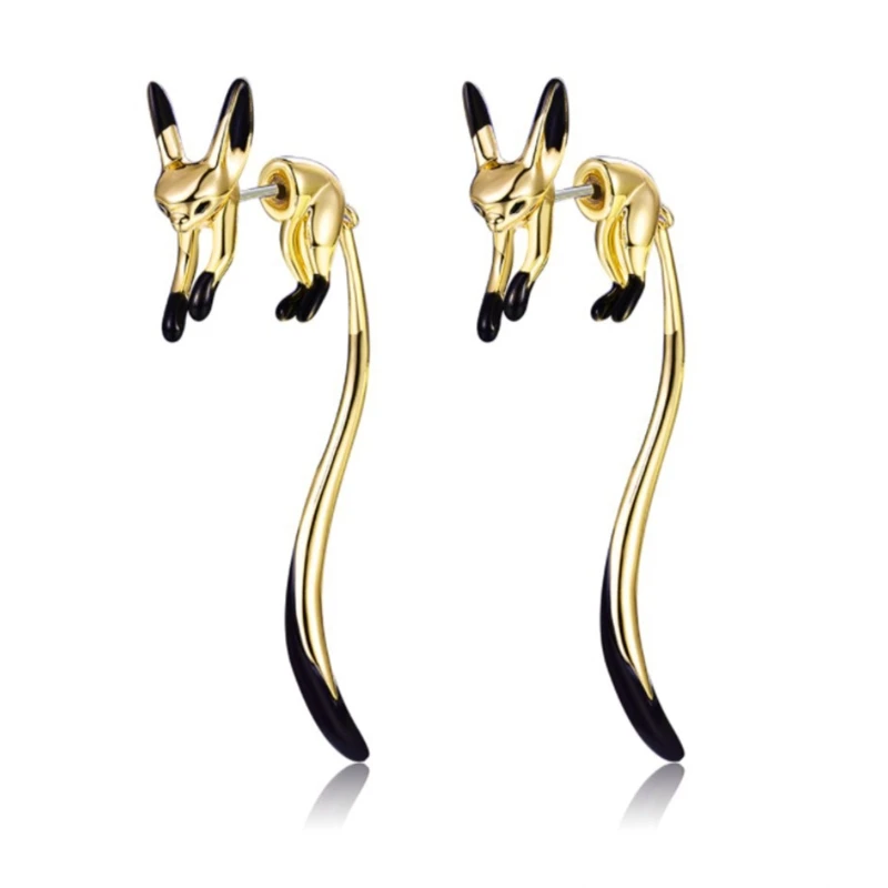 Long Tassels Earrings Animal Earrings for Girls Cute Little Fox Stud Earring  Long Tail Fox Earrings Teen Girls Fashion DropShip