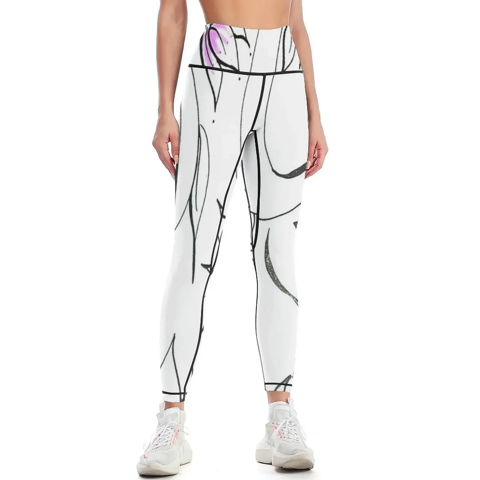 Hand painted, filigree flowers Leggings push up legging push up tights for Sportswear woman gym sport pants Womens Leggings
