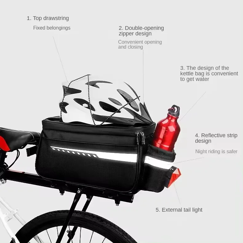 Bike Rack Bag Waterproof Bike Trunk Cooler Bag Insulated Bicycle Rear Seat Bag Cycling Bike Backseat Storage Cargo Luggage