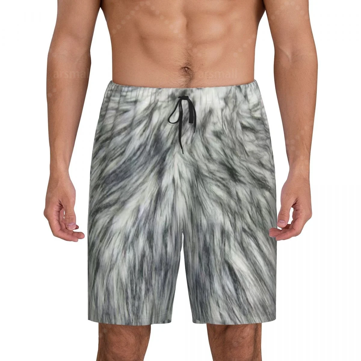 

Grey Sheepskin Fur Hide Men's Cool Flat Horn Shorts Street Stretch Shorts Beach Shorts Daily Wear Underwear Sleepwear