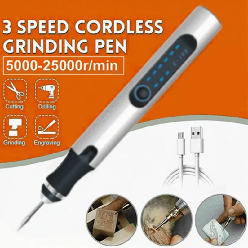 Electric Mini Grinder Engraving Pen Graveerpen Wireless Grinder with Battery Cordless Micro Rotary Tools Drill for Jewelry Metal