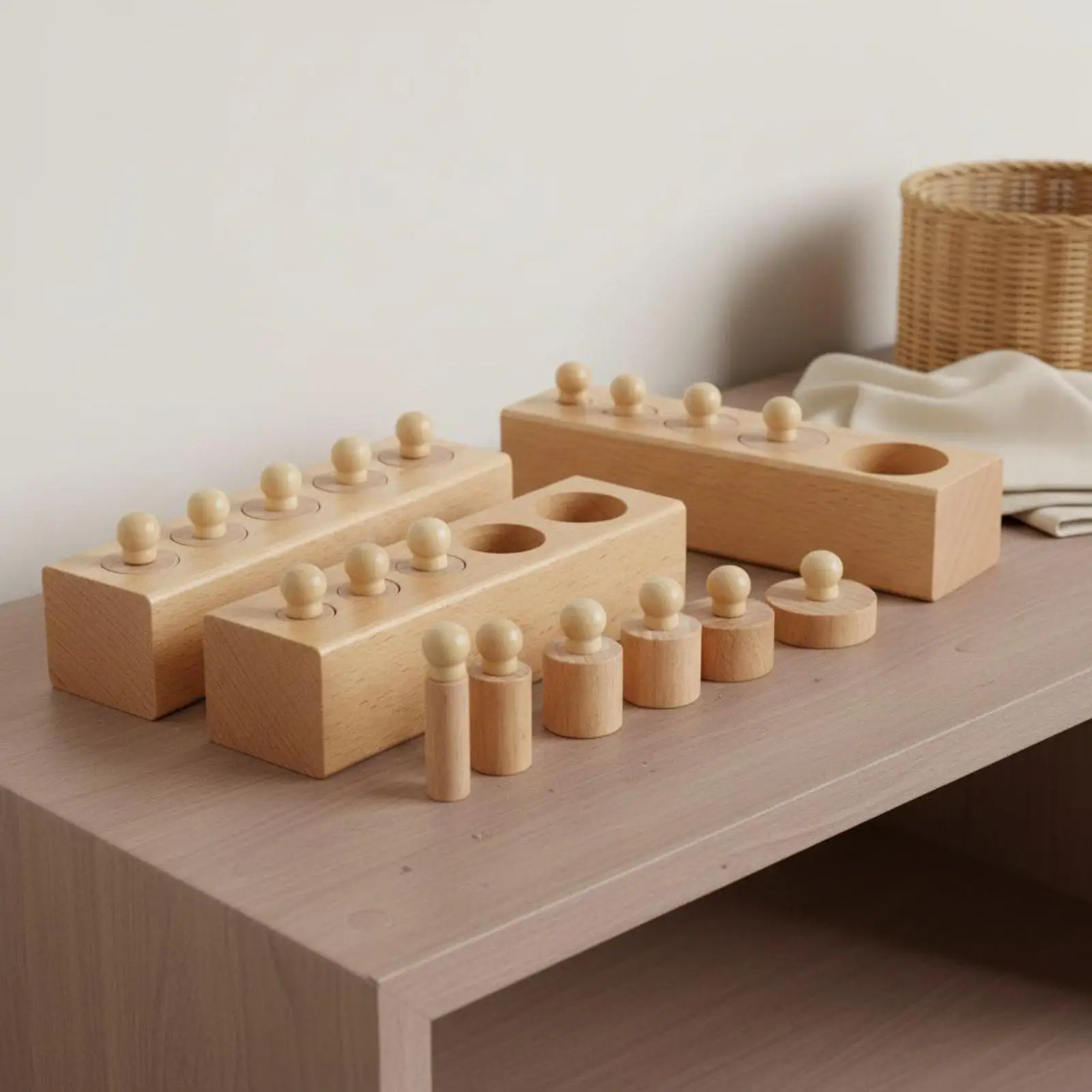Early Learning Toys Wooden Cylinder Math Puzzle for Toddlers 3 Year Old Motor Skill Practice