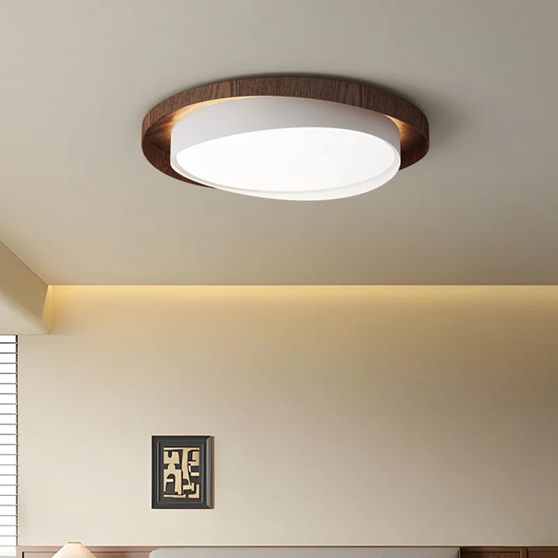 Creative Magic Bean Bedroom Ceiling Lamp Simple Modern Eye Protection Living Room Walnut Wood Color Lamp Nordic Designer Light