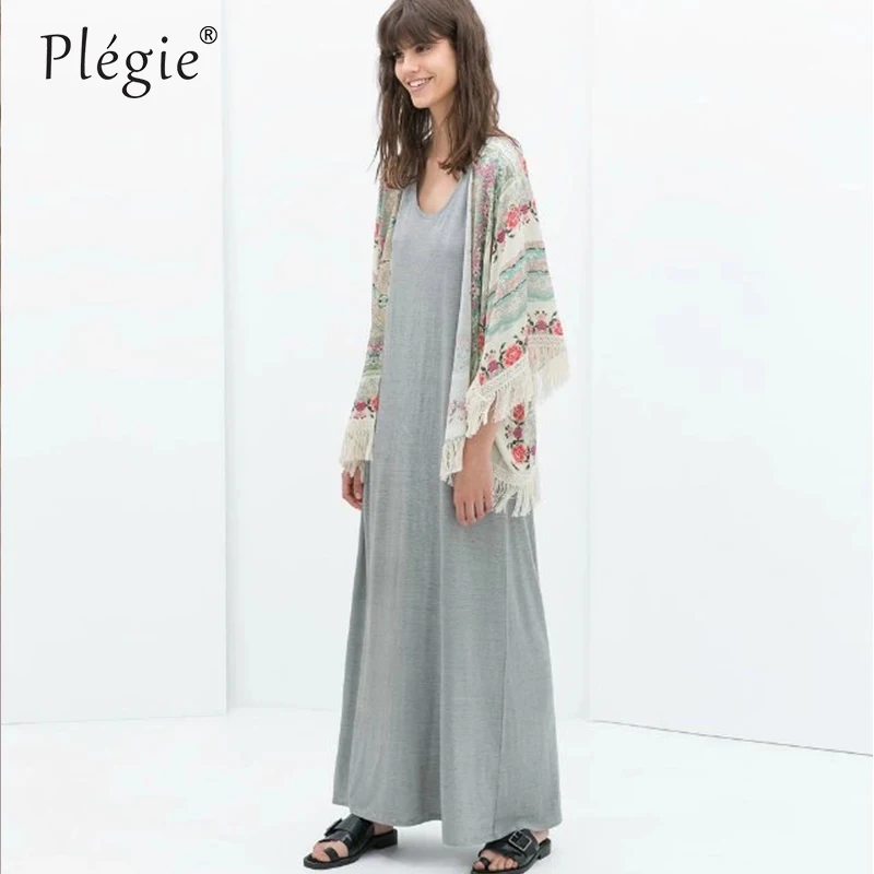 2022 Summer Women\'s Shirt Bohemian Holiday Style Floral Print Tassel Chiffon Cardigan Beach Kimono Summer Outwear Female