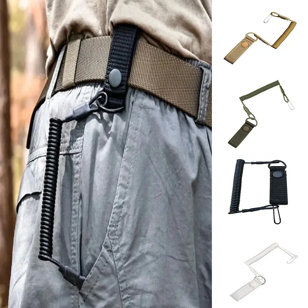 1Pcs Elastic Lanyard Spring Rope Buckle Gun Rope Safety Spring Strap Flashlight Nylon  Anti-lost Rope