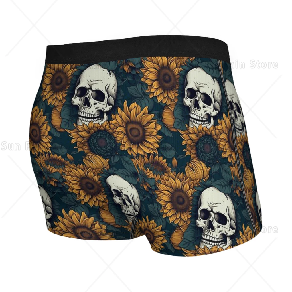 Loyal And Proud Flower Blooming Bones Sunflowers Underpants Breathbale Panties Men's Underwear Sexy Shorts Boxer Briefs