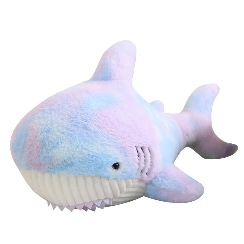 New Kawaii Colorful Shark Plush Toy Soft Stuffed Speelgoed Animal Reading Pillow for Birthday Gift Cushion Doll For Children