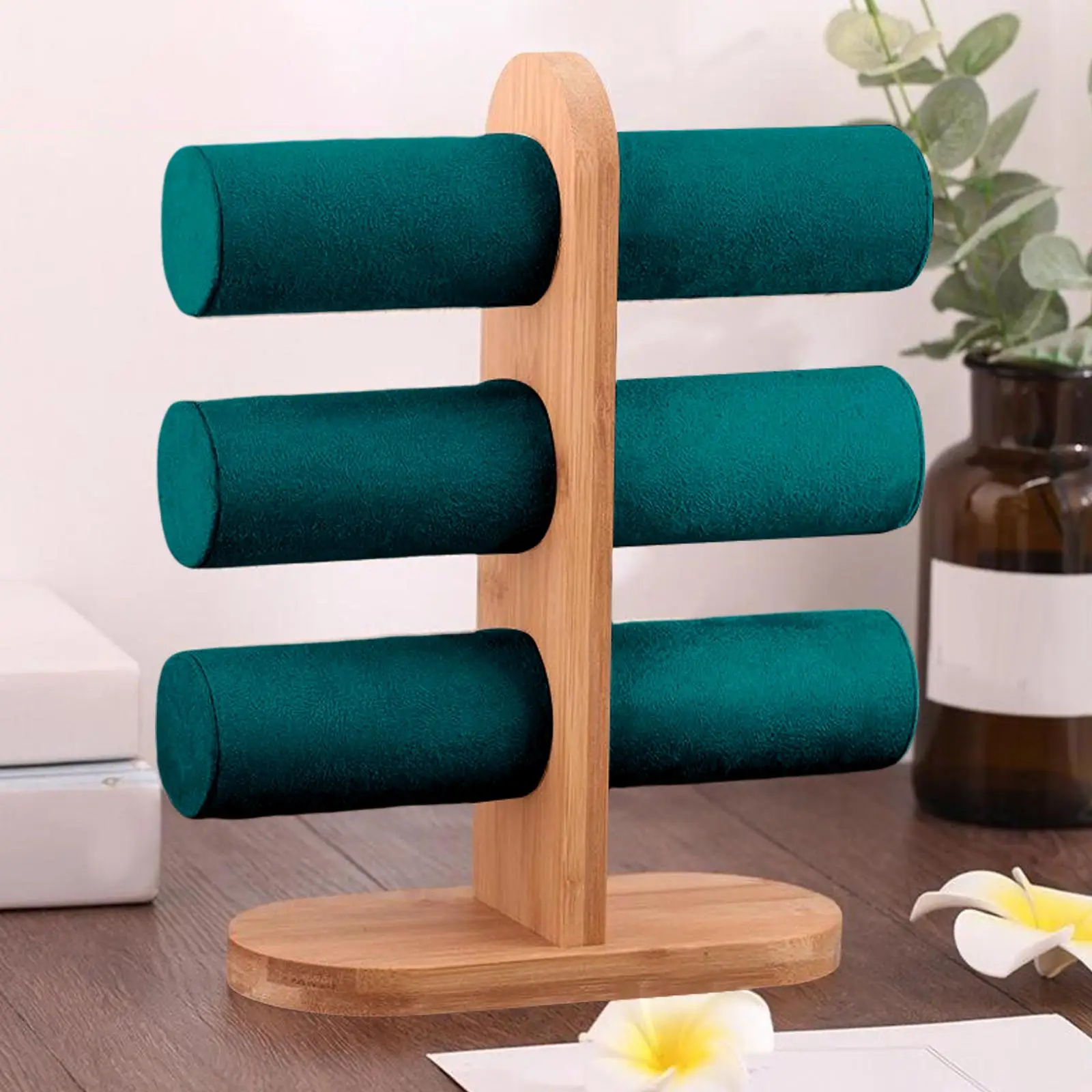 3 Layers Jewelry Display Rack Jewelry Tower with Wood Base Necklace Jewelry Stand Fashion Storage for Necklace Rings Bracelet