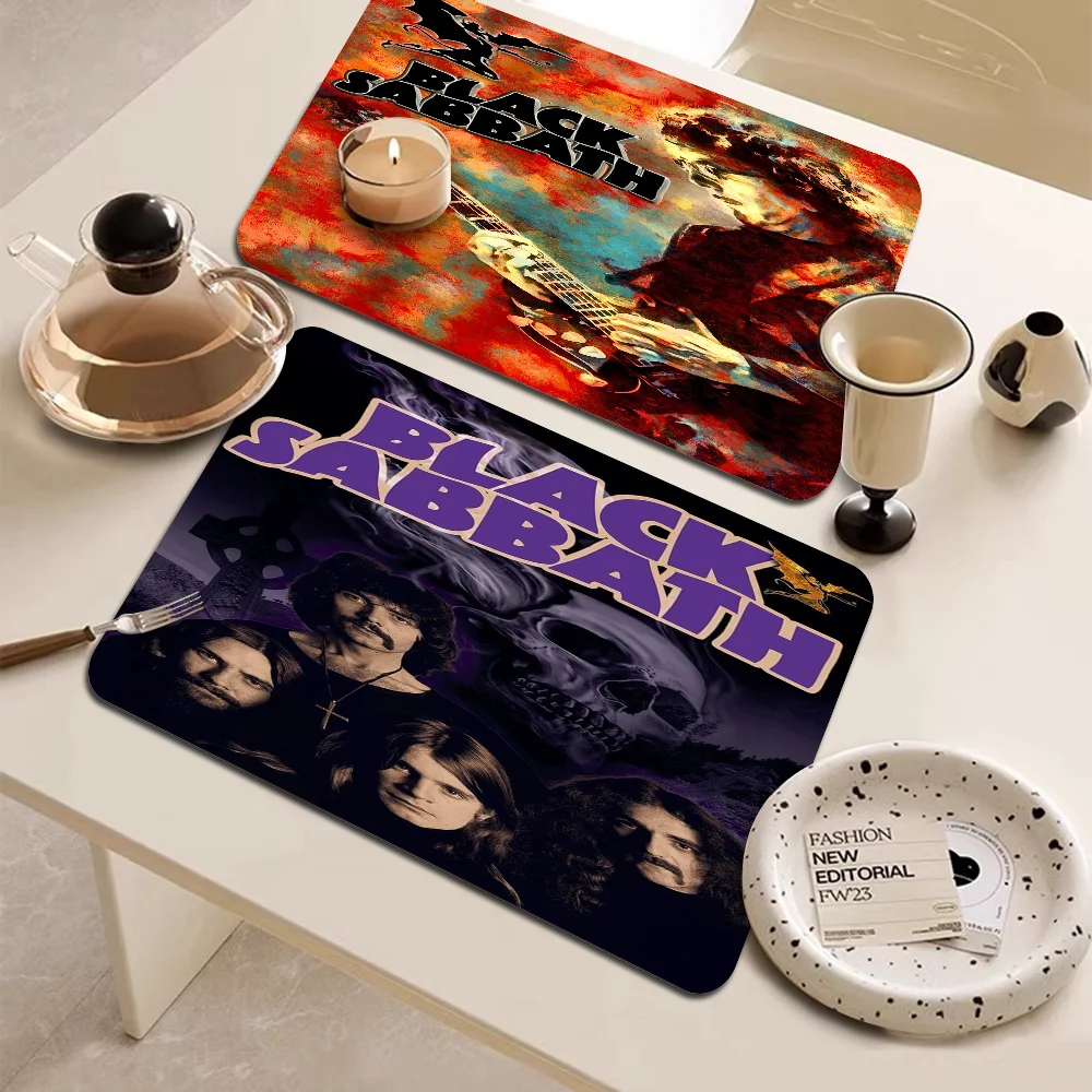 Black Sabbath Band Printed Dish Drying Mat Super Absorbent Coffee Drain Pad Tableware Quick Dry Rug Kitchen Dinnerware Placemat