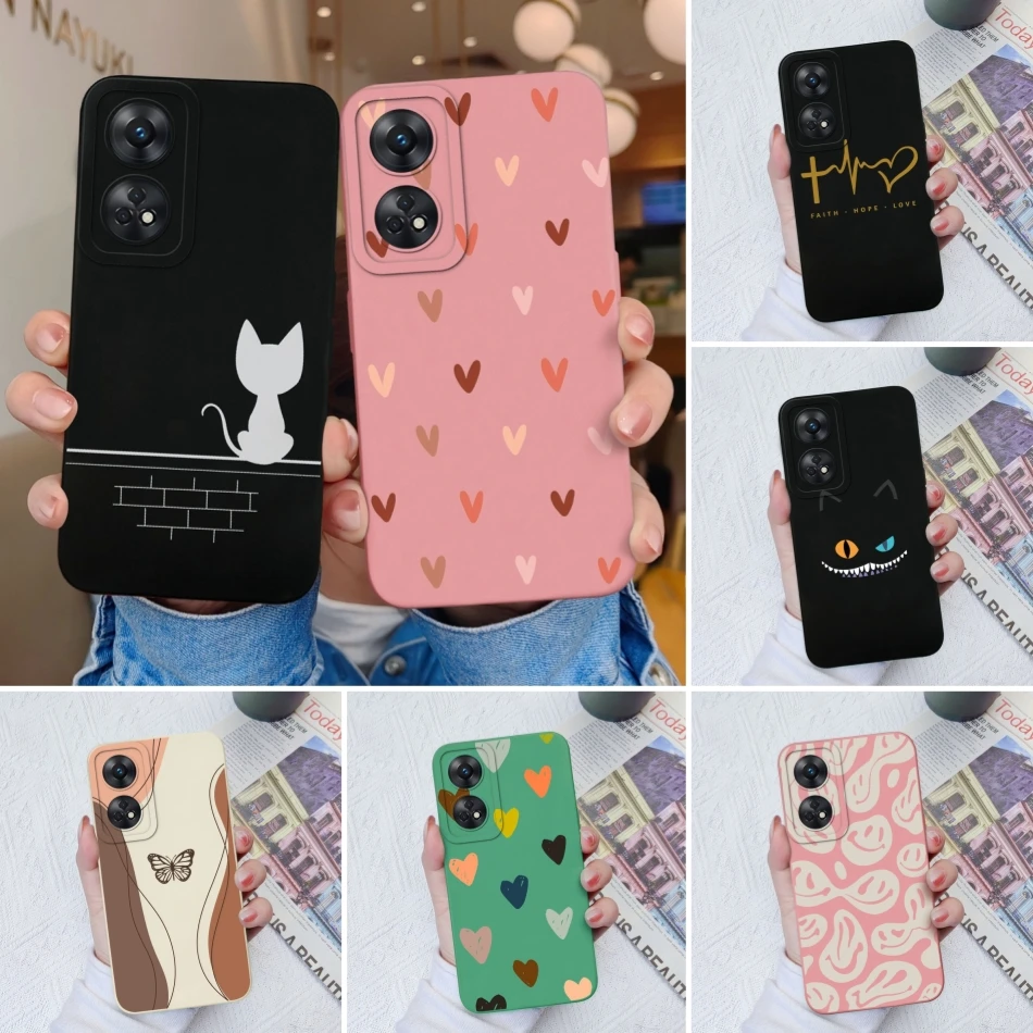 For Oppo Reno 8T 8Z Phone Case Love Heart Camera Protection Soft Liquid Silicone Back Cover For OPPO Reno8T 4G 5G 8 Lite Shell