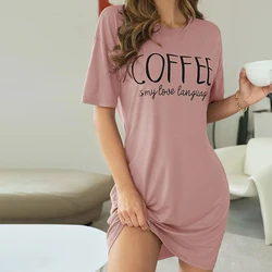 Fashion Ladies Sleepwear Nightdress Women's Sexy Lingerie Soft Short Sleeve Letter Printing Nightwear Homewear Loose Pajamas