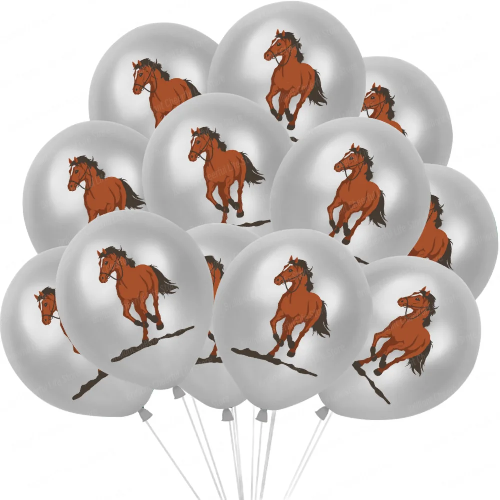 12/24pcs Horse 12 Inch Latex Balloons Air Globos Cowboy Birthday Party Decorations Toys For Kid Gift Baby Shower Party Supplies